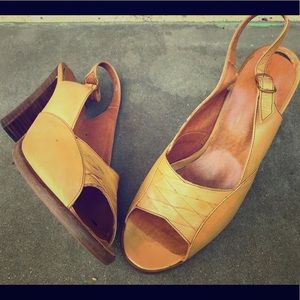 Vintage Leather Platform Peeptoes